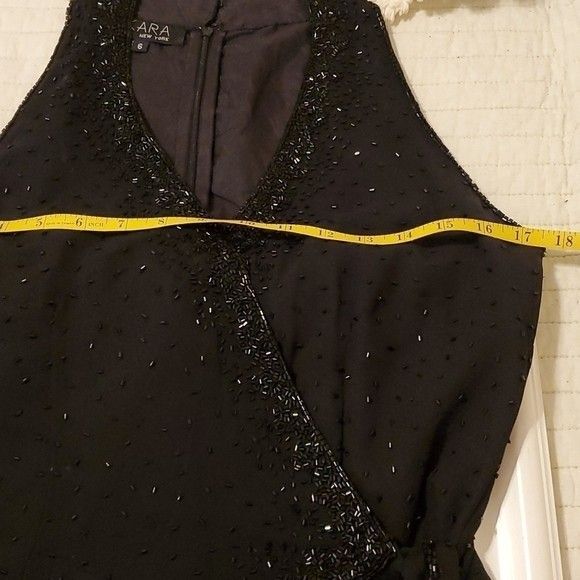 J Kara black beaded chiffon maxi gown size 6 - Picture 9 of 14